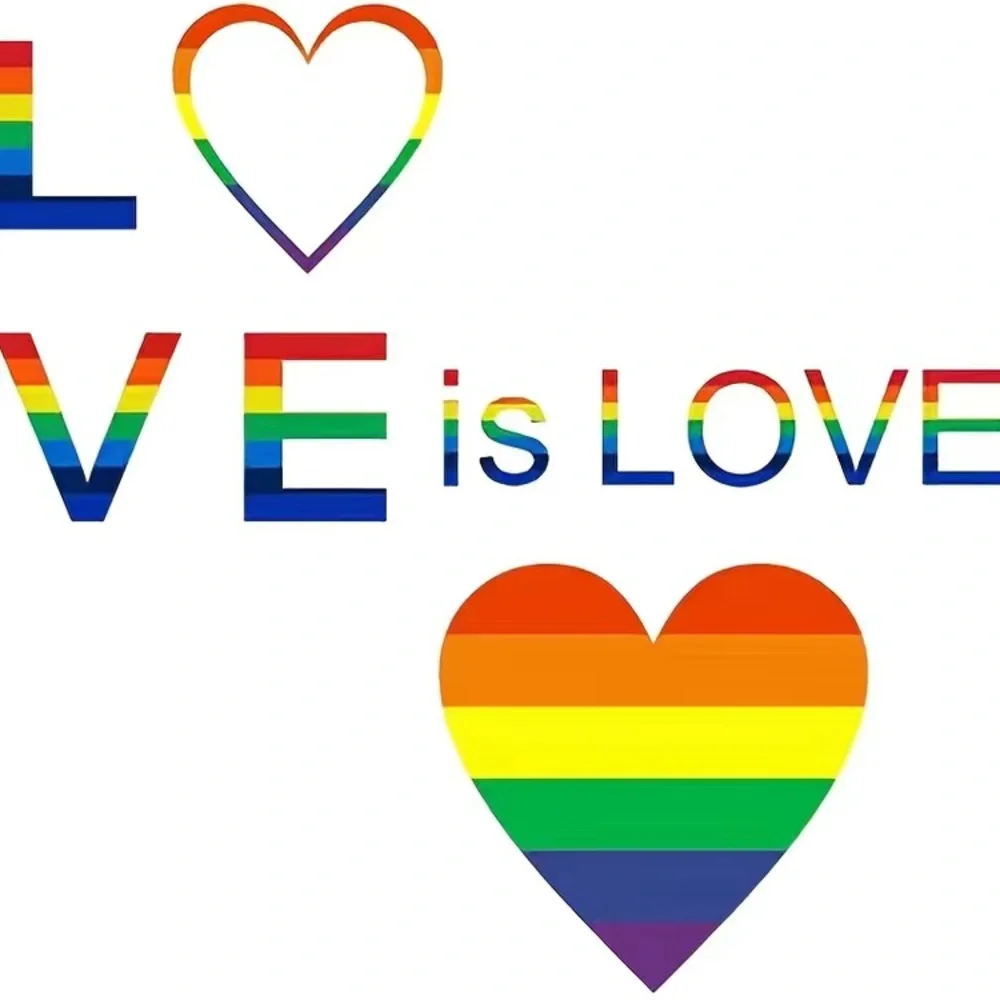500 Pcs/Roll Rainbow Pride Stickers,1x1in LGBT Rainbow Color Heart Shaped Rolls
